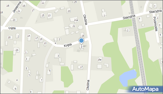 Korwinów, Kręta, 1, mapa Korwinów