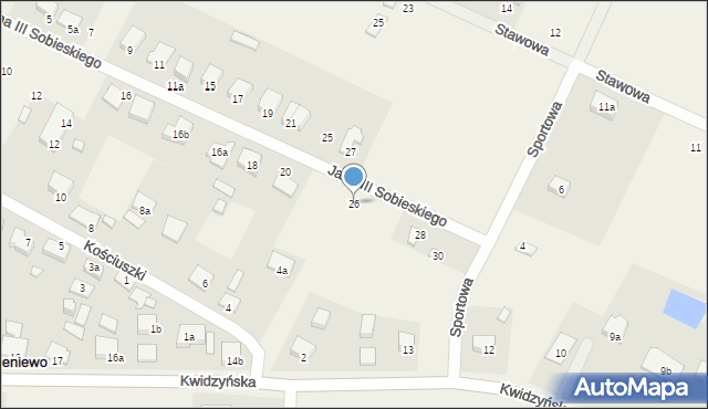 Korzeniewo, Króla Jana III Sobieskiego, 26, mapa Korzeniewo