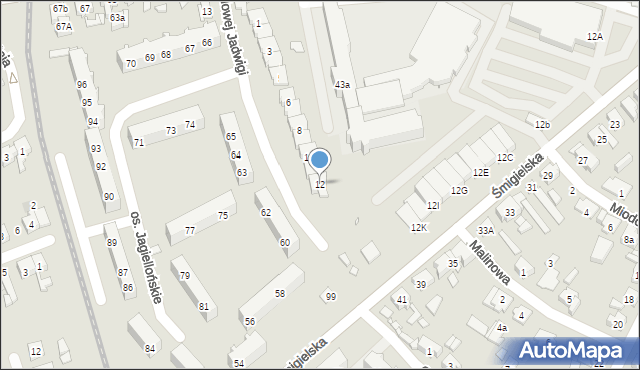 Kościan, Królowej Jadwigi, 12, mapa Kościan