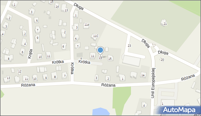 Kościelec, Krótka, 13, mapa Kościelec