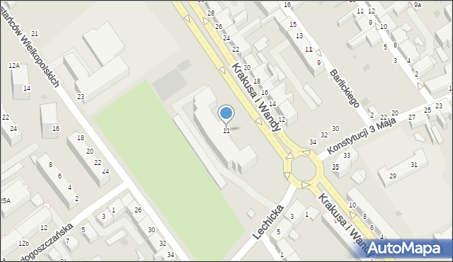 Koszalin, Krakusa i Wandy, 11, mapa Koszalina