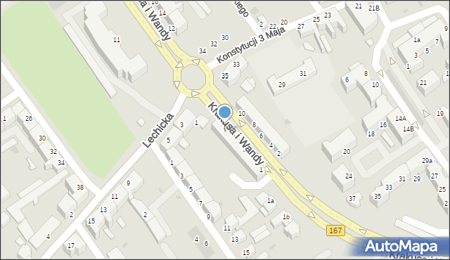 Koszalin, Krakusa i Wandy, 9, mapa Koszalina