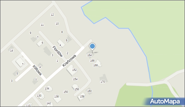 Koszalin, Krańcowa, 164a, mapa Koszalina