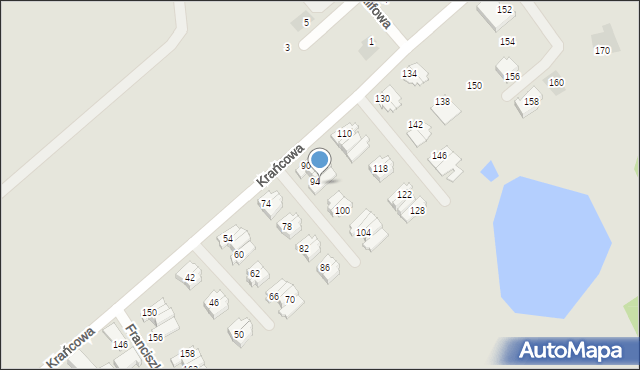 Koszalin, Krańcowa, 96, mapa Koszalina