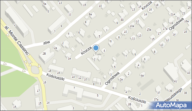Koszalin, Krucza, 2a, mapa Koszalina