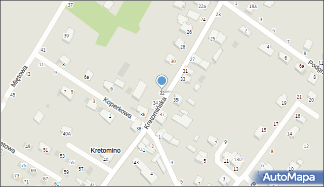 Koszalin, Kretomińska, 32, mapa Koszalina
