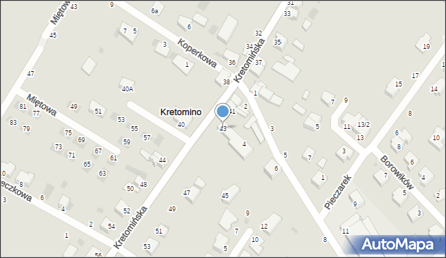 Koszalin, Kretomińska, 43, mapa Koszalina