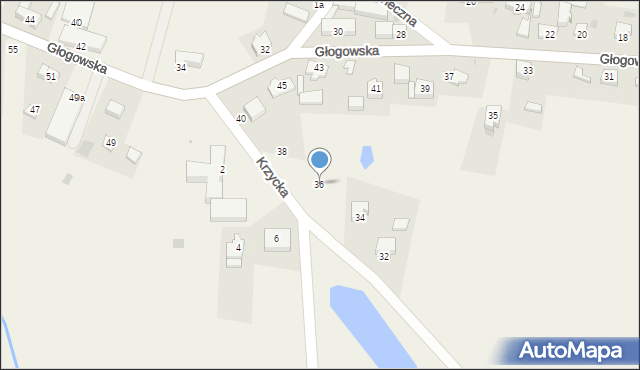 Kotla, Krzycka, 36, mapa Kotla