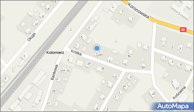 Kotomierz, Krótka, 1, mapa Kotomierz