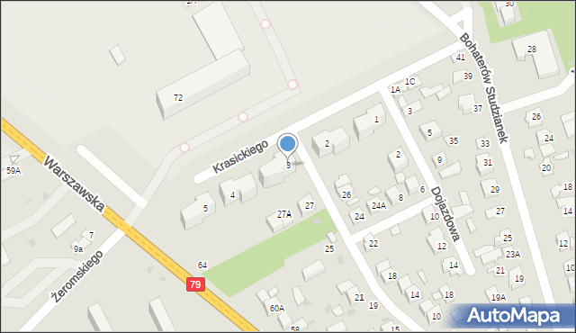 Kozienice, Krasickiego Ignacego, bp., 3, mapa Kozienice