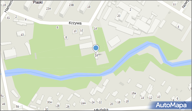 Kozienice, Krzywa, 14, mapa Kozienice