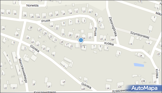 Kożuchów, Krótka, 11, mapa Kożuchów
