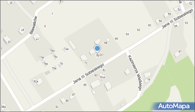 Kozy, Króla Jana III Sobieskiego, 70, mapa Kozy