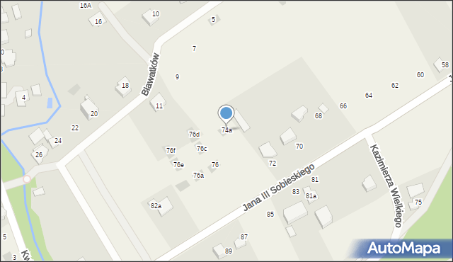 Kozy, Króla Jana III Sobieskiego, 74a, mapa Kozy