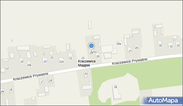 Kraczewice Prywatne, Kraczewice Prywatne, 25, mapa Kraczewice Prywatne