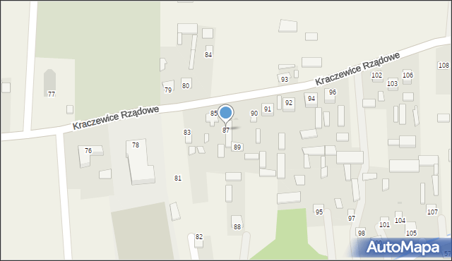 Kraczewice Prywatne, Kraczewice Prywatne, 87, mapa Kraczewice Prywatne