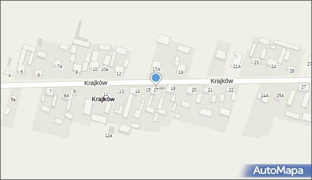 Krajków, Krajków, 17, mapa Krajków