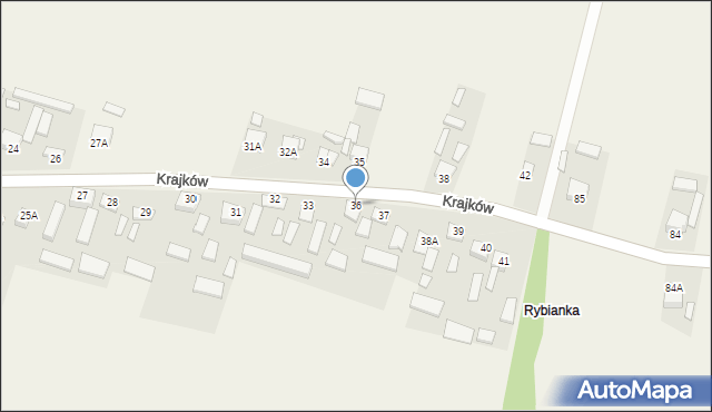 Krajków, Krajków, 36, mapa Krajków