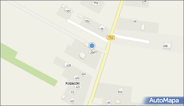 Krajno-Parcele, Krajno-Parcele, 25A, mapa Krajno-Parcele