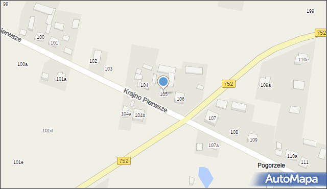 Krajno Pierwsze, Krajno Pierwsze, 105, mapa Krajno Pierwsze