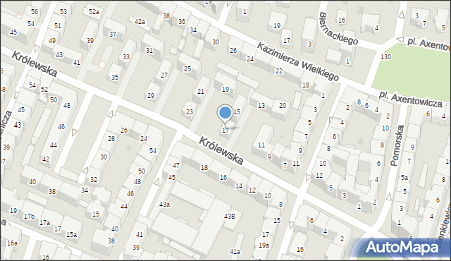 Kraków, Królewska, 17, mapa Krakowa