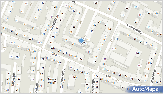 Kraków, Królewska, 36, mapa Krakowa