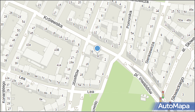 Kraków, Królewska, 4, mapa Krakowa