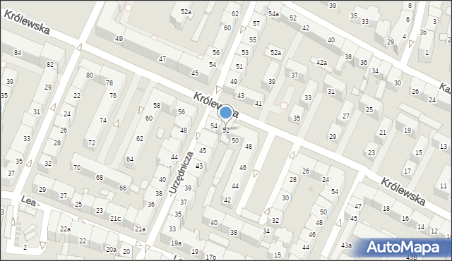 Kraków, Królewska, 52, mapa Krakowa