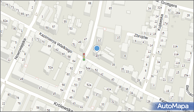 Kraków, Króla Kazimierza Wielkiego, 43, mapa Krakowa