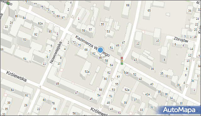 Kraków, Króla Kazimierza Wielkiego, 60, mapa Krakowa