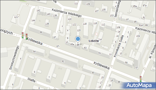 Kraków, Królewska, 65, mapa Krakowa