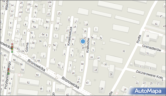 Kraków, Krakusów, 10, mapa Krakowa
