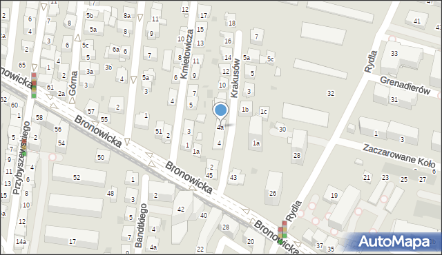 Kraków, Krakusów, 4a, mapa Krakowa