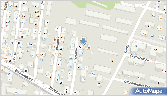 Kraków, Krakusów, 5b, mapa Krakowa