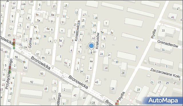 Kraków, Krakusów, 6, mapa Krakowa