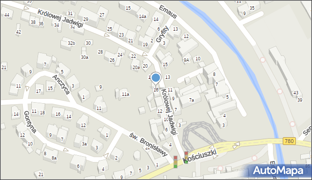 Kraków, Królowej Jadwigi, 16, mapa Krakowa