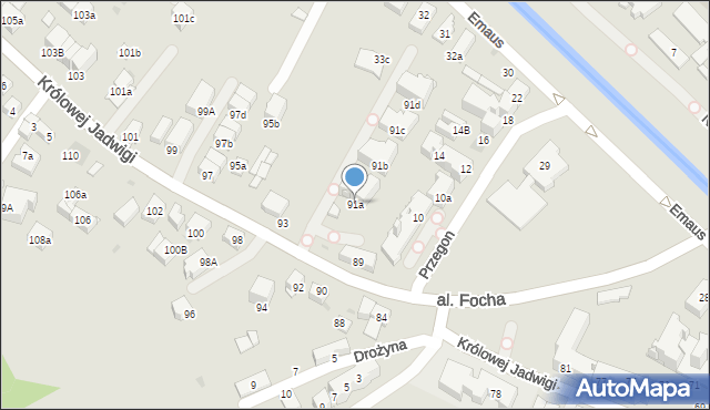 Kraków, Królowej Jadwigi, 91a, mapa Krakowa
