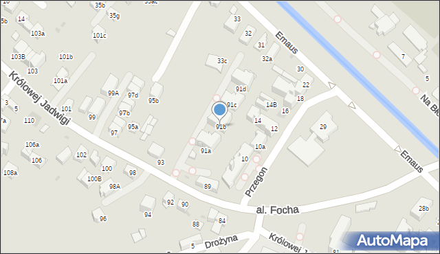 Kraków, Królowej Jadwigi, 91b, mapa Krakowa