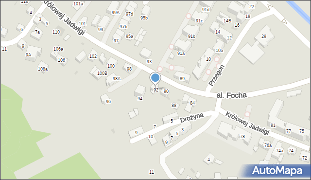 Kraków, Królowej Jadwigi, 92, mapa Krakowa