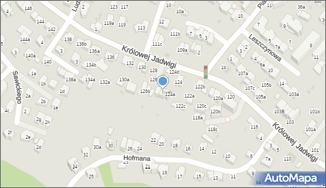 Kraków, Królowej Jadwigi, 124c, mapa Krakowa