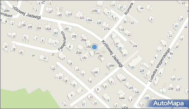 Kraków, Królowej Jadwigi, 152a, mapa Krakowa