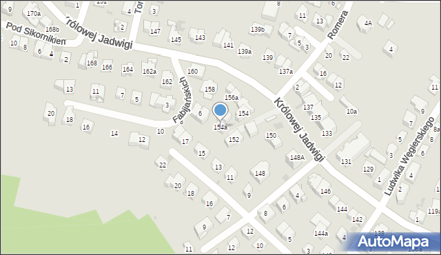 Kraków, Królowej Jadwigi, 154a, mapa Krakowa