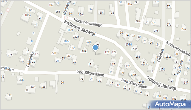 Kraków, Królowej Jadwigi, 176a, mapa Krakowa