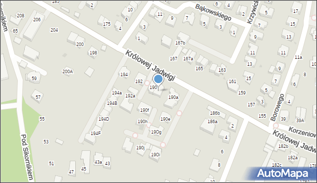Kraków, Królowej Jadwigi, 190b, mapa Krakowa