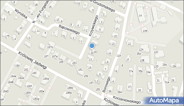 Kraków, Krzywickiego Ludwika, 11, mapa Krakowa