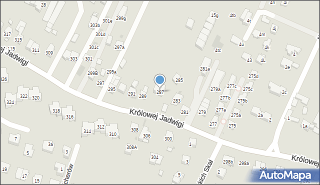 Kraków, Królowej Jadwigi, 287, mapa Krakowa