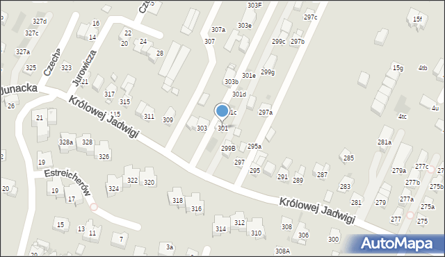 Kraków, Królowej Jadwigi, 301b, mapa Krakowa