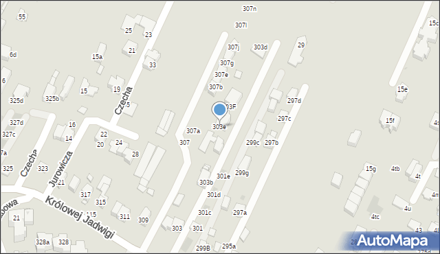 Kraków, Królowej Jadwigi, 303e, mapa Krakowa