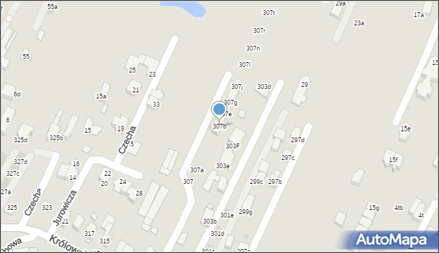 Kraków, Królowej Jadwigi, 307b, mapa Krakowa