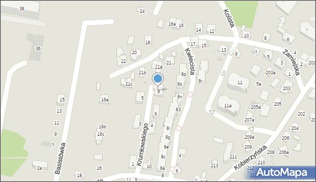 Kraków, Krumłowskiego Konstantego, 8, mapa Krakowa